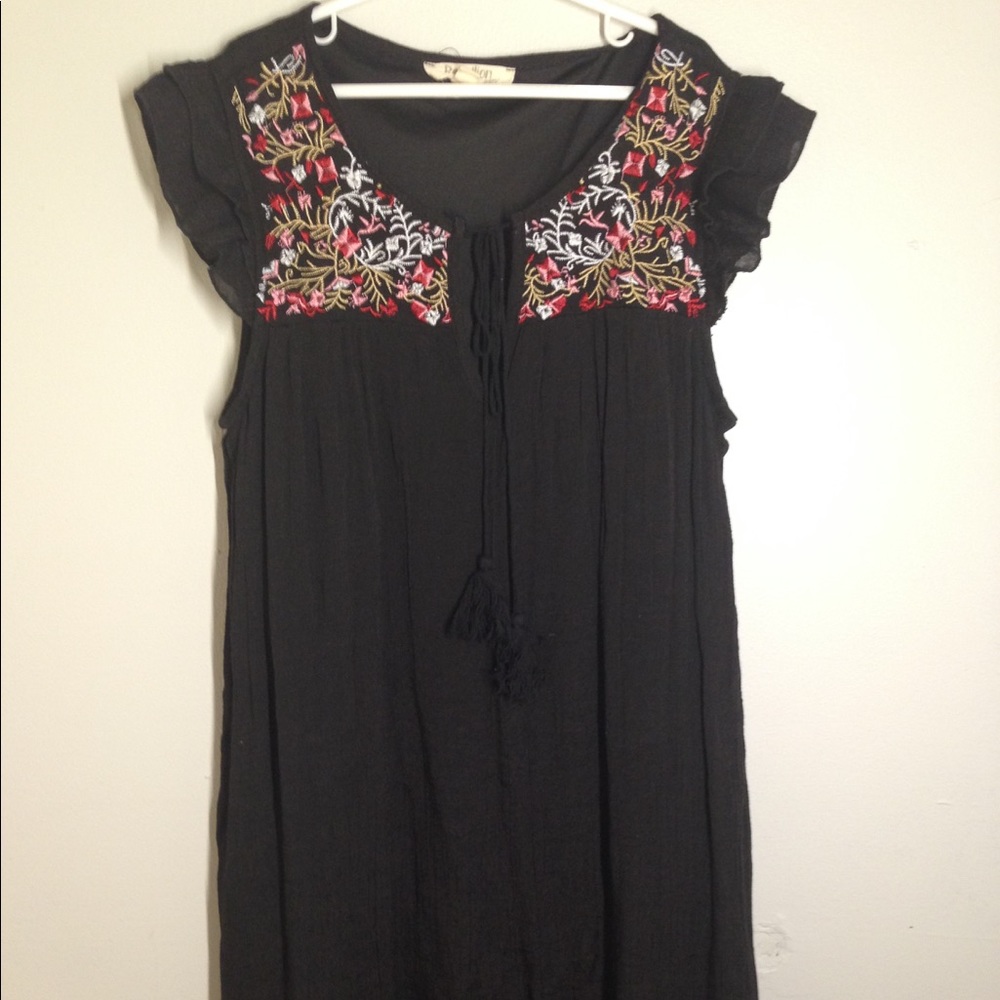 Black embroidered dress